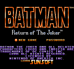 Batman - Return of the Joker (USA) Title Screen